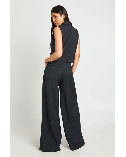 Boohoo Blue Tall Linen Look Tailored Cropped Waistcoat