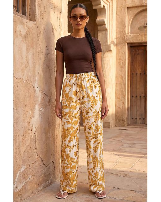 Roman Metallic Floral Sparkle Tie Waist Trouser