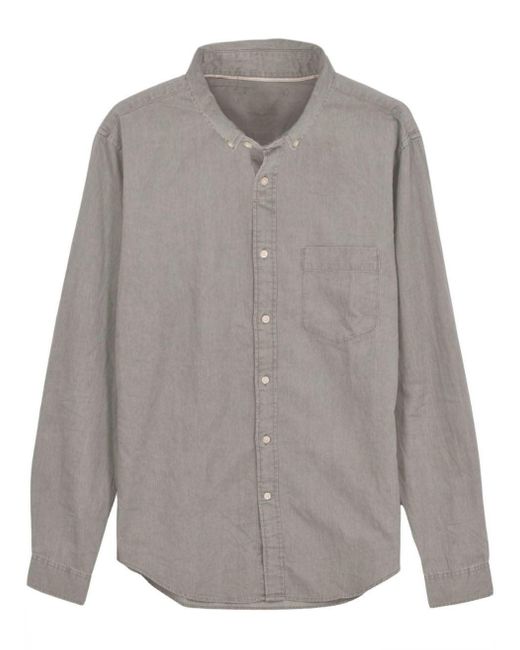 Uniqlo Gray Chambray Denim Cotton Shirt for men