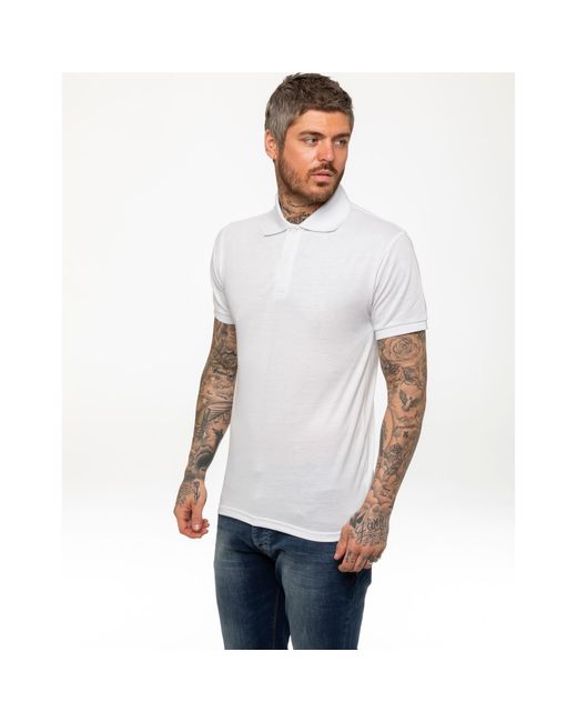 Kruze By Enzo White Short Sleeve Polo Shirts for men