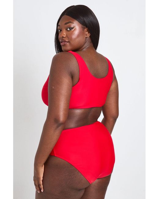 Boohoo Red Plus Essentials Scoop Bikini Top
