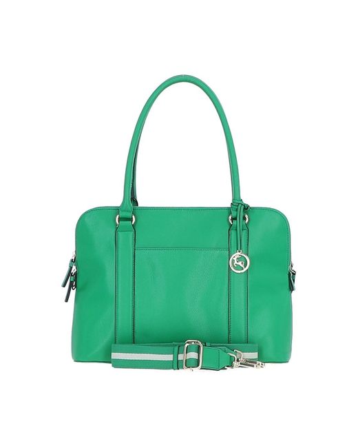 Ashwood Leather Green 'Cuore Di Cuoio' 3 Section Large Handbag