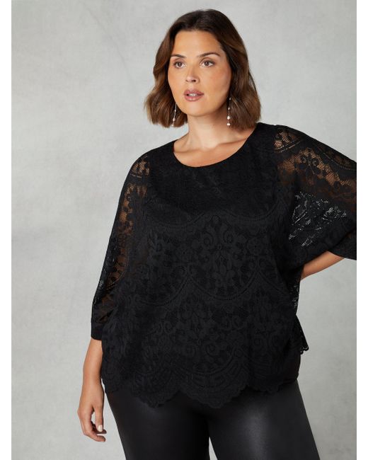 Live Unlimited Black Lace Overlay Top