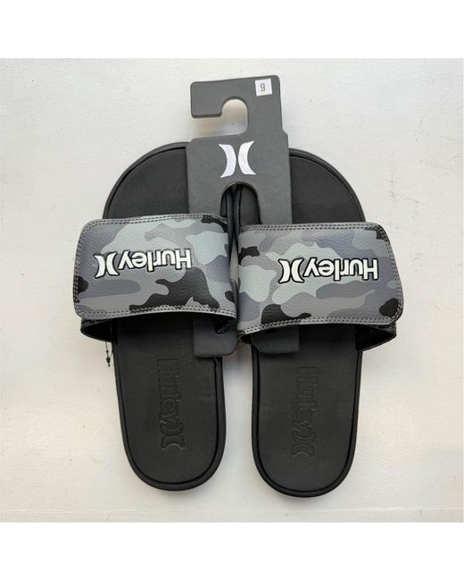 Hurley Black Vel Flip Slides Sandals for men
