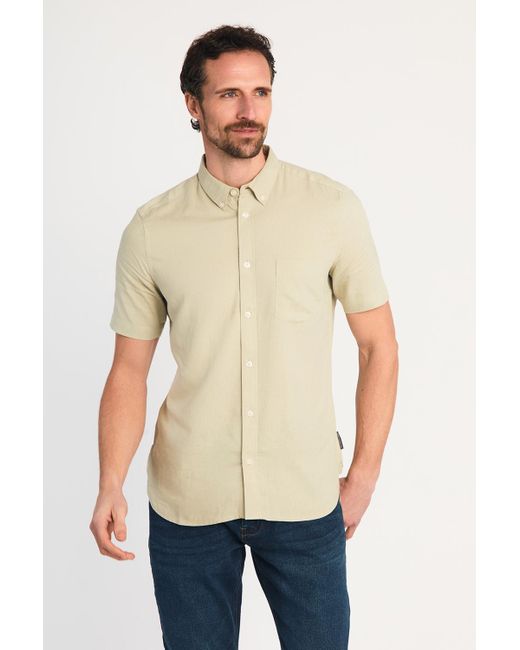 French Connection Natural Light Linen Blend Short Sleeve Chest Pocket Shirt for men