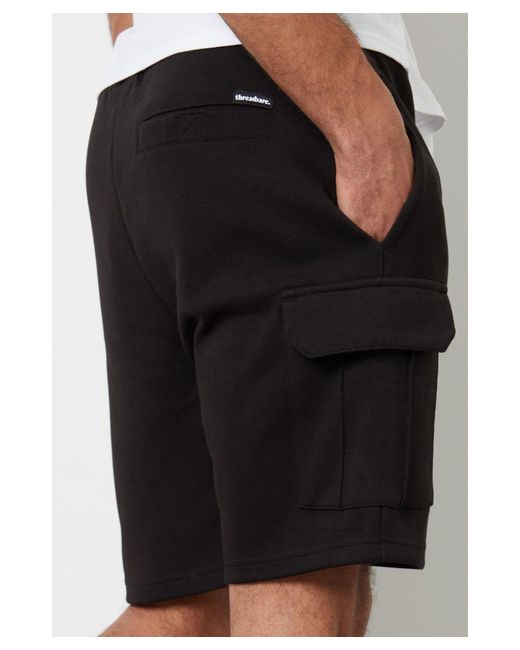 Threadbare Black 'Wolf' Cargo Pocket Sweat Shorts for men