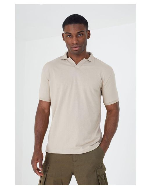 Brave Soul White Light 'Dominican' Short Sleeve Jacquard Trim Polo Shirt Cotton for men