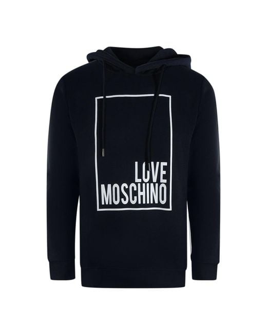 Moschino Blue Love Hoodie Box Logo Cotton for men