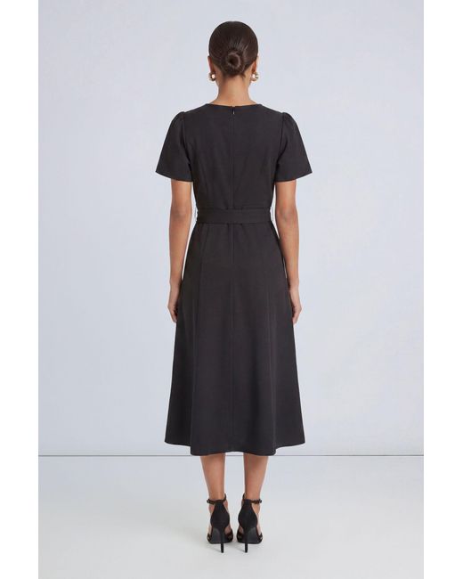PRINCIPLES Black Petite Seam Detail Tie Waist Midi Dress