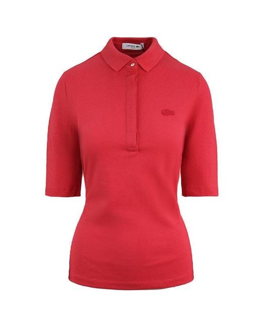 Lacoste Red Slim Fit Polo Shirt Cotton