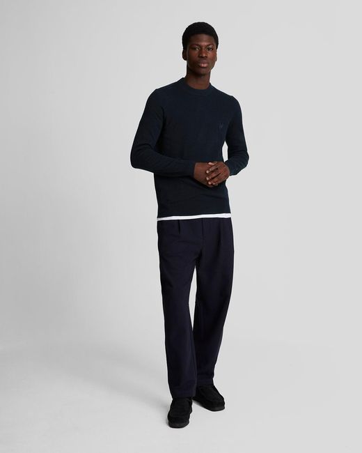 Lyle & Scott Blue Lambswool Crew Neck Jumper for men