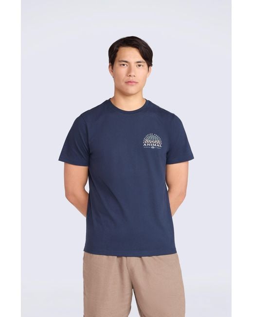 Mountain Warehouse Blue 'Jacob' Cotton T-Shirt Comfy Beach Summer Casual Tee for men