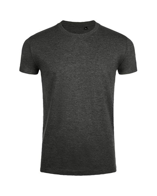 Sol's Black Imperial Slim Fit Short Sleeve T-Shirt Marl) Cotton for men