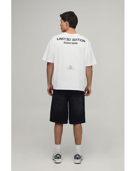 BoohooMAN White Oversized Raised Limited Text T-Shirt for men