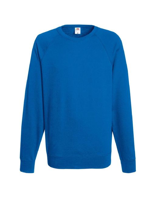 Fruit Of The Loom Blue Lightweight Raglan Sweatshirt (240 Gsm) (Royal) for men