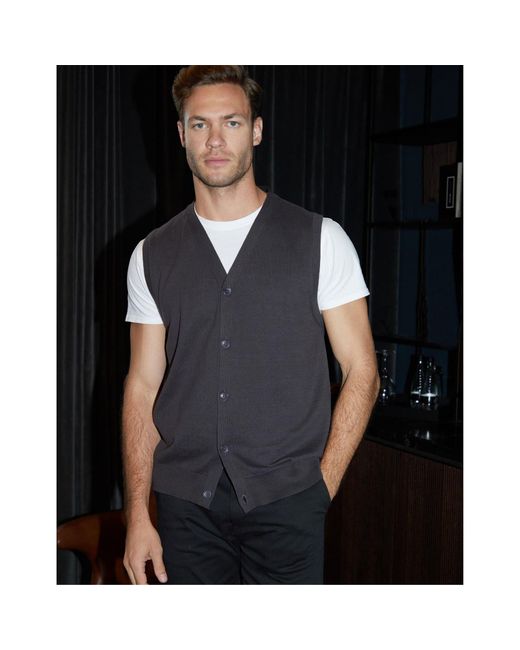Threadbare Blue Rossall Button Kn for men