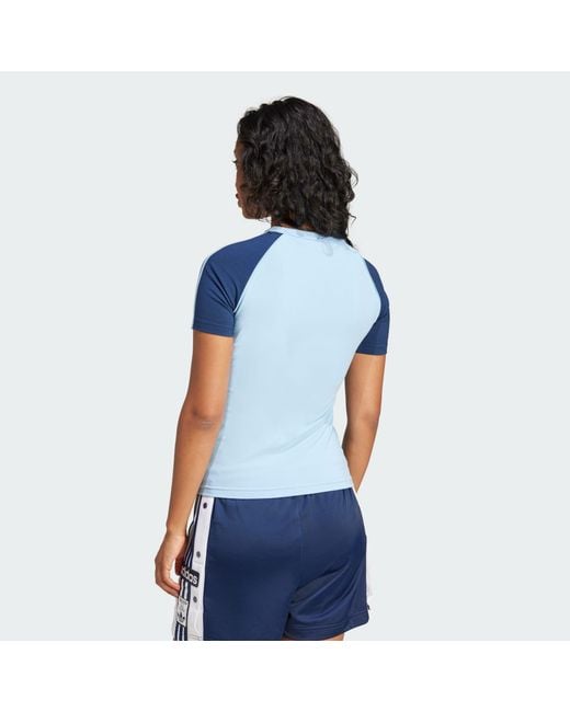 Adidas Blue Adicolor 3-Stripes Raglan Slim Tee