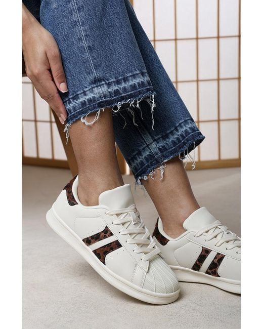 Where's That From Blue Yamileth Stripe Panel Detailed Trainer