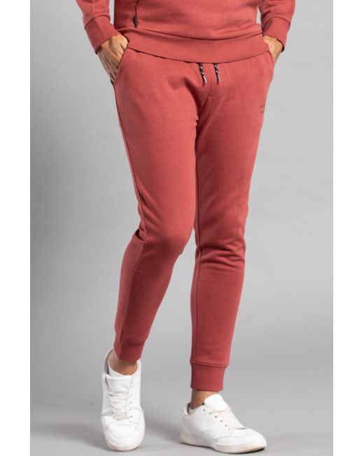 Tokyo Laundry Red Cotton Blend Staple Drawstring Joggers for men