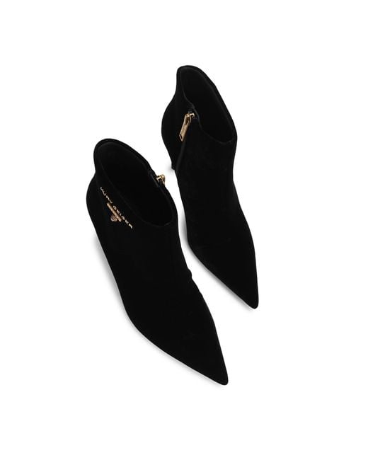 Kurt Geiger Black Velvet Stiletto Ankle Boots