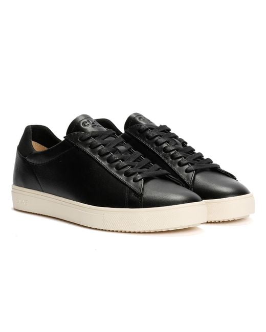 CLAE Black Bradley Milled Leather Trainers for men