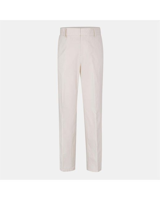 Boss White Genius Solid Patterned Straight Chinos for men