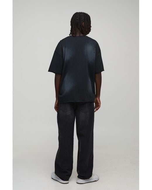 BoohooMAN Black Relaxed Rigid Washed Jeans for men