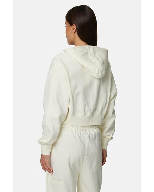 Good For Nothing White Cropped Zip Hoodie With Monogram