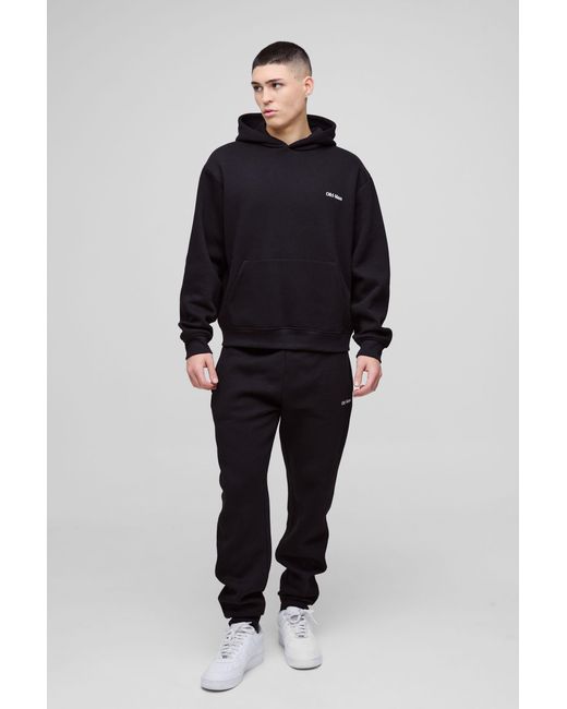 BoohooMAN Blue 330gsm Oversized Boxy Ofcl Man Hooded Tracksuit for men
