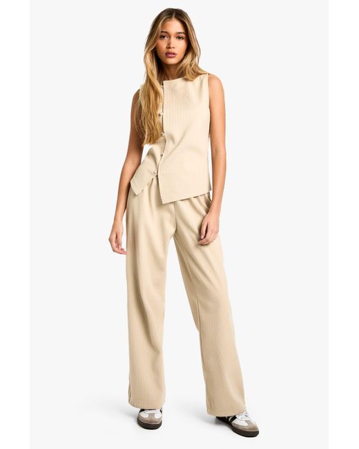 Boohoo Natural Woven Cord Wide Leg Trouser