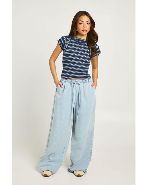 Boohoo Blue Supersoft Elasticated Waistband Jean