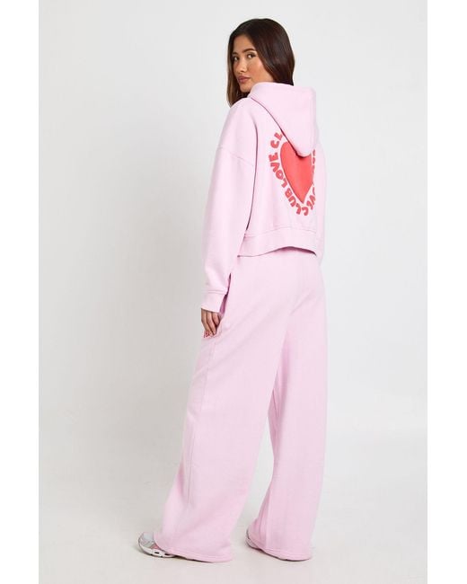 Boohoo Pink Love Club Puff Print Straight Leg Jogger
