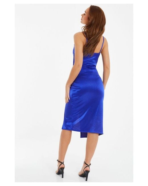 Quiz Royal Blue Split Hem Midi Dress