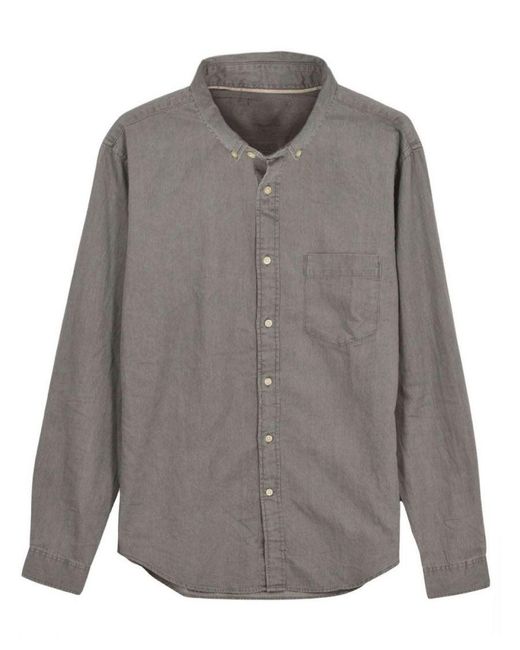 Uniqlo Gray Chambray Denim Cotton Shirt for men