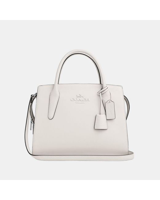 COACH White Smooth Leather Andrea Large Carryall With Tonal Hardware Bag