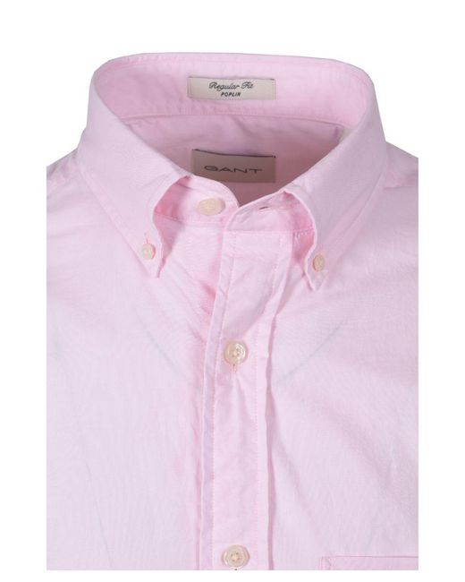 Gant Pink Reg Poplin Short Sleeve Shirt Light for men