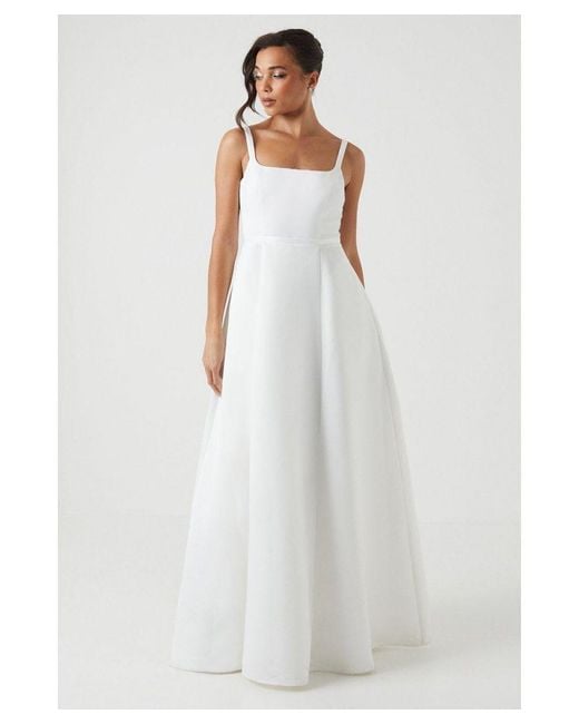 Coast White Petite Structured Satin Corset Full Skirt Wedding Dress