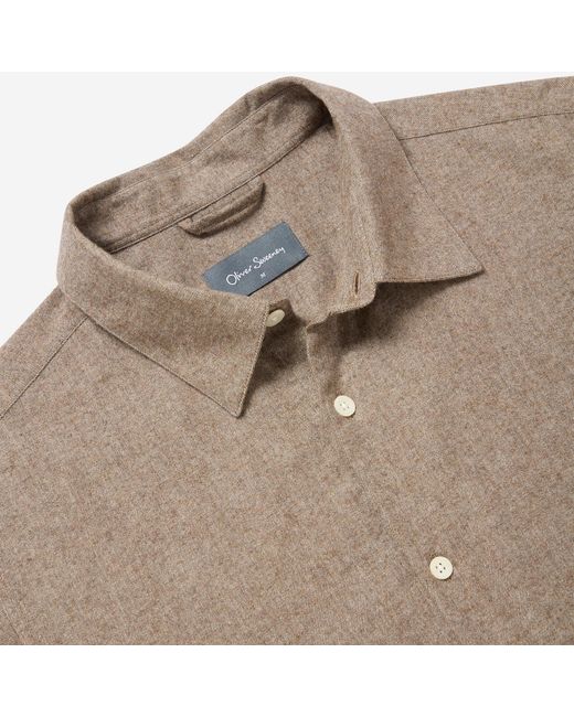 Oliver Sweeney Gray Taupe Morais Oxford Cotton Shirt