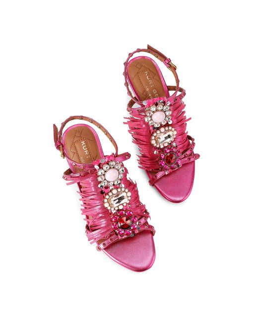 Kurt Geiger Pink Leather Fringed Sandals