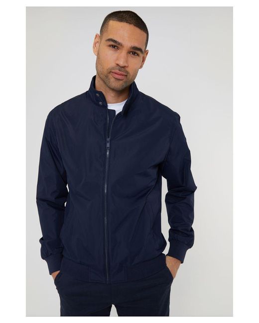 Threadbare Blue Showerproof Harrington Jacket for men
