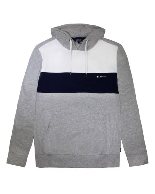 Ben Sherman Gray Panelled Hoodie Cotton for men