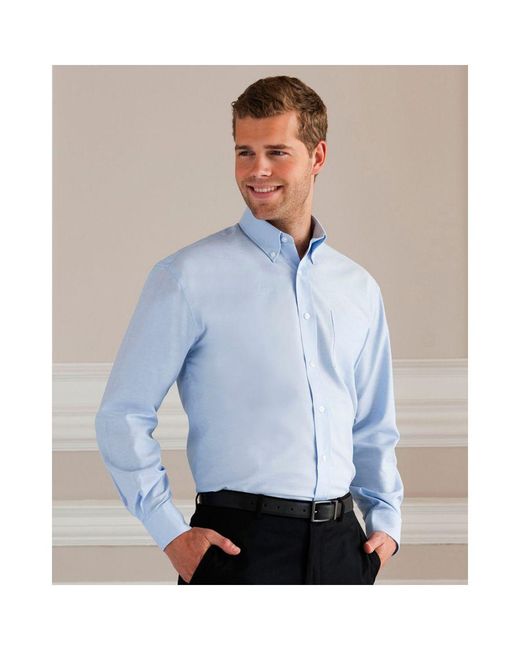 Russell Blue Collection Long Sleeve Easy Care Oxford Shirt (Oxford) for men