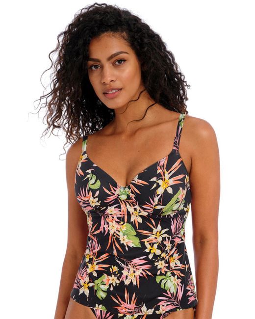 Freya Black Savanna Sunset Plunge Tankini Top