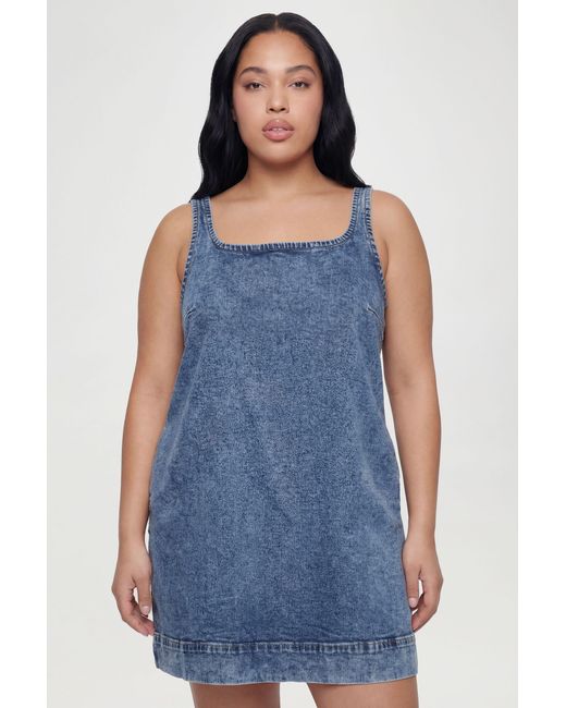 Boohoo Blue Plus A-Line Square Neck Mini Dress
