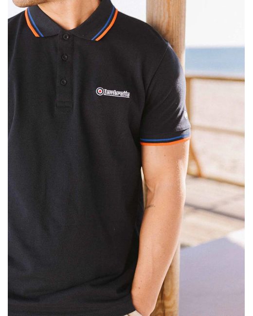 Lambretta Blue Pumpkin Twin Tipped Polo Shirt for men