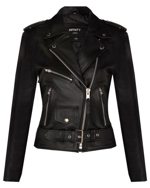 Infinity Leather Black Cowhide Biker Jacket-Mansfield