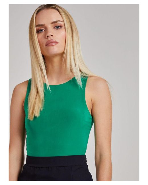 Pink Vanilla Green Sleeveless Slinky Bodysuit