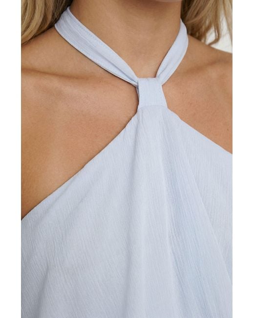 Boohoo Blue Chiffon Tiered Halterneck Top
