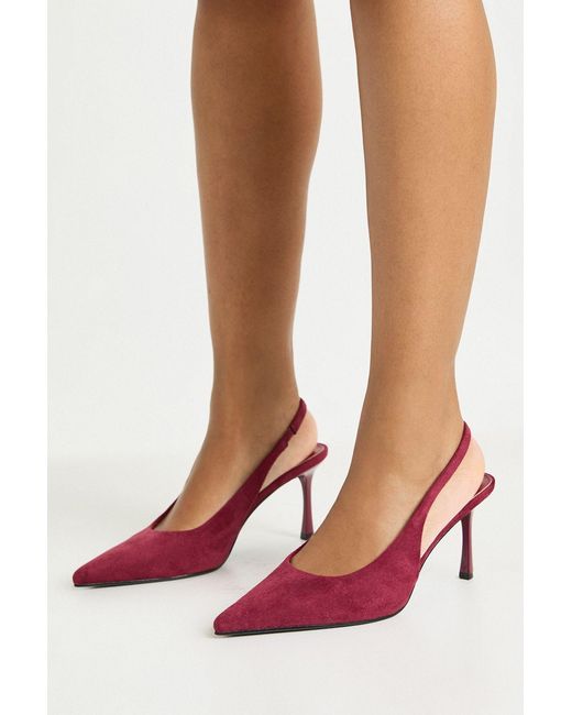 Boohoo Pink Wide Fit Faux Suede Slingback Stiletto Court Heels