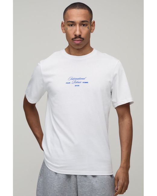 BoohooMAN White Regular International Release Print T-Shirt Cotton for men